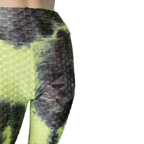 Tik Tok Tye Die Anti-Cellulite Neon Green Leggings - Picture 3 of 9